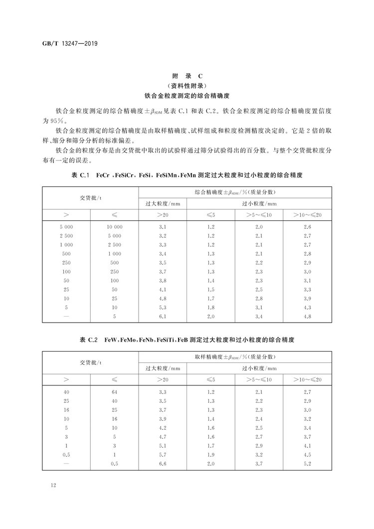 GB/T13247-2019鐵合金產(chǎn)品粒度的取樣和檢測方法國家標(biāo)準(zhǔn)